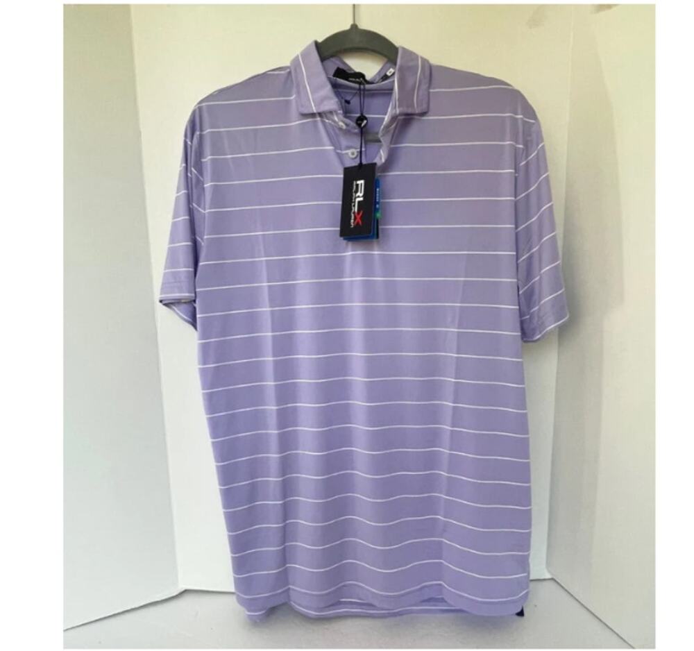 RLX Ralph Lauren Mens Purple Stripe Golf Polo Shirt M
